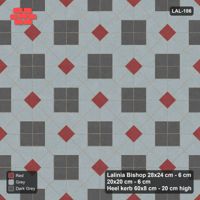 Interlock (Pasco) 28x24 cm · LAL-186 · Octagons with Diamond Blocks - diamond blocks and dark centres, turned 45 deg, kerb frame