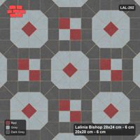 Interlock (Pasco) 28x24 cm · LAL-202 · Octagons with House Pairs and Plus Squares - light octagons, coloured pairs, dark centres and plus core, turned 45 deg