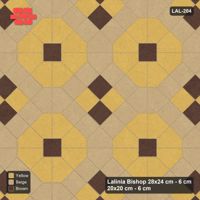 Interlock (Pasco) 28x24 cm · LAL-204 · Octagons with House Pairs and Plus Squares - light octagons, coloured pairs, dark centres and plus core, kerb frame