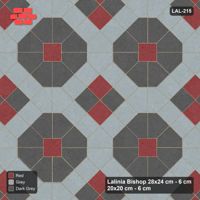 Interlock (Pasco) 28x24 cm · LAL-215 · Octagons with House Pairs and Plus Squares - light octagons, coloured pairs, dark centres and plus core
