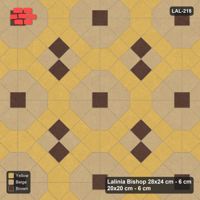 Interlock (Pasco) 28x24 cm · LAL-218 · Octagons with House Pairs and Plus Squares - light octagons, coloured pairs, dark centres and plus core
