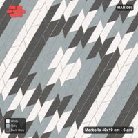 Interlock (Pasco) 40x10 cm · MAR-061 · 60-Degree Concentric Square Rings - Monochrome