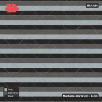 Interlock (Pasco) 40x10 cm · MAR-084 · Three-Tone Chevron Courses - Graphite Scale with Kerb Frame