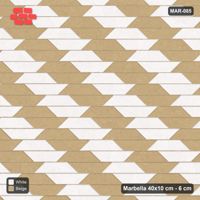 Interlock (Pasco) 40x10 cm · MAR-085 · Two-Tone Cube Chevron - Ivory & Sand with Kerb Frame