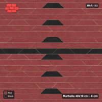 Interlock (Pasco) 40x10 cm · MAR-113 · Slim Cross Line - Red & Black with Kerb Frame