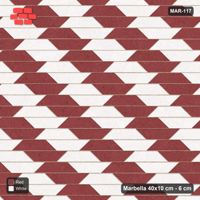 Interlock (Pasco) 40x10 cm · MAR-117 · Two-Tone Cube Chevron - Burgundy & Ivory with Kerb Frame