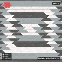 Interlock (Pasco) 40x10 cm · MAR-124 · Concentric Square Rings - Monochrome with Kerb Frame