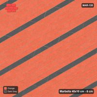 Interlock (Pasco) 40x10 cm · MAR-135 · 30-Degree Fine Accent Stripes - Ember with Kerb Frame