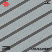 Interlock (Pasco) 40x10 cm · MAR-153 · 30-Degree Accent Course Stripes - Charcoal Edge with Kerb Frame
