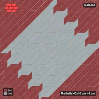 Interlock (Pasco) 40x10 cm · MAR-163 · Diagonal Central Square Panel - Brick & Ash with Kerb Frame