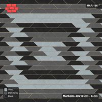 Interlock (Pasco) 40x10 cm · MAR-186 · Concentric Square Rings - Graphite Scale with Kerb Frame
