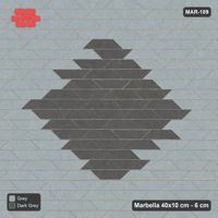 Interlock (Pasco) 40x10 cm · MAR-189 · Central Diamond Medallion - Charcoal Edge with Kerb Frame