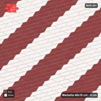 Interlock (Pasco) 40x10 cm · MAR-201 · 15-Degree Diagonal Bands - Burgundy & Ivory