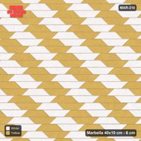 Interlock (Pasco) 40x10 cm · MAR-210 · Two-Tone Cube Chevron - Ivory & Ochre