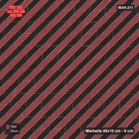 Interlock (Pasco) 40x10 cm · MAR-211 · Diagonal Alternating Course Stripes - Red & Black with Kerb Frame