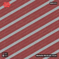 Interlock (Pasco) 40x10 cm · MAR-215 · 30-Degree Accent Course Stripes - Brick & Ash with Kerb Frame