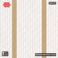Interlock (Pasco) 40x10 cm · MAR-223 · Upright Twin Feature Bands - Ivory & Sand with Kerb Frame