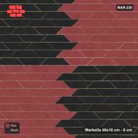 Interlock (Pasco) 40x10 cm · MAR-230 · Quadrant Checker - Red & Black with Kerb Frame