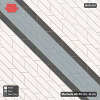 Interlock (Pasco) 40x10 cm · MAR-234 · Counter-Diagonal Broad Band with Edge Lines - Monochrome with Kerb Frame