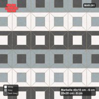 Interlock (Pasco) 40x10 cm · MAR-261 · Three-Tone Frame Rows - Monochrome and Kerb Frame (dark grey-white-grey)