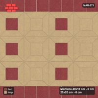 Interlock (Pasco) 40x10 cm · MAR-273 · Open Centre Columns - Terracotta with Square Bands (beige-red)