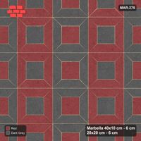 Interlock (Pasco) 40x10 cm · MAR-275 · Alternating Frame Columns - Rust & Charcoal and Kerb Frame (dark grey-red)