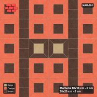 Interlock (Pasco) 40x10 cm · MAR-281 · Three-Tone Medallion - Autumn with Square Columns (orange-brown-beige)