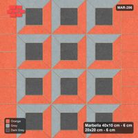 Interlock (Pasco) 40x10 cm · MAR-286 · Three-Tone Corner-Lit Frame - Sunset Slate with Square Columns (grey-orange-dark grey)