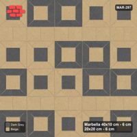 Interlock (Pasco) 40x10 cm · MAR-297 · Diagonal Module Pairs - Stone & Earth with Square Bands