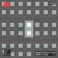 Interlock (Pasco) 40x10 cm · MAR-298 · Three-Tone Medallion - Monochrome with Square Bands (dark grey-grey-white)