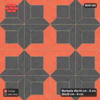 Interlock (Pasco) 40x10 cm · MAR-305 · Pinwheel Star - Ember (dark grey-orange)