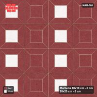 Interlock (Pasco) 40x10 cm · MAR-306 · Open Centre Columns - Burgundy & Ivory