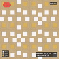 Interlock (Pasco) 40x10 cm · MAR-309 · Alternating Centre Rows - Golden Sand with Square Strips (beige-white-yellow)