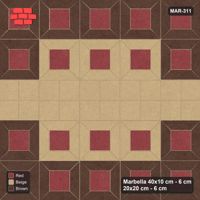 Interlock (Pasco) 40x10 cm · MAR-311 · Three-Tone Outer Ring - Tuscany with Square Bands (beige-brown-red)