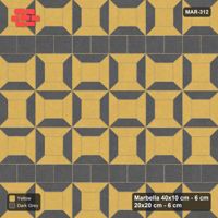 Interlock (Pasco) 40x10 cm · MAR-312 · Bevel Checkerboard - Mustard Slate with Square Bands