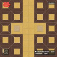 Interlock (Pasco) 40x10 cm · MAR-313 · Three-Tone Medallion - Harvest Gold with Square Columns (brown-yellow-beige)
