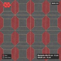 Interlock (Pasco) 40x10 cm · MAR-316 · Bevel Frame - Rust & Charcoal (dark grey-red)
