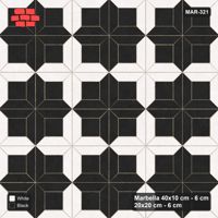 Interlock (Pasco) 40x10 cm · MAR-321 · Pinwheel Star - Contrast (black-white)