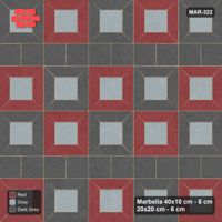 Interlock (Pasco) 40x10 cm · MAR-322 · Three-Tone Module Checkerboard - Urban Brick with Square Bands