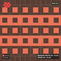 Interlock (Pasco) 40x10 cm · MAR-323 · Alternating Frame Rows - Burnt Clay with Square Bands (brown-orange)