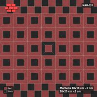Interlock (Pasco) 40x10 cm · MAR-326 · Centre Medallion - Red & Black with Square Bands