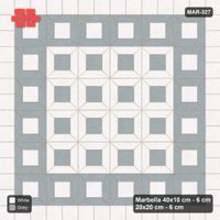 Interlock (Pasco) 40x10 cm · MAR-327 · Grand Medallion - Salt & Pepper with Square Border (grey-white)