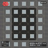 Interlock (Pasco) 40x10 cm · MAR-329 · Three-Tone Outer Ring - Graphite Scale with Square Columns (black-dark grey-grey)