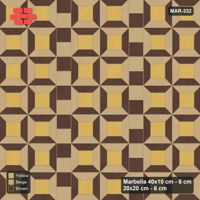 Interlock (Pasco) 40x10 cm · MAR-332 · Three-Tone Bevel Checkerboard - Harvest Gold with Square Columns (beige-brown-yellow)