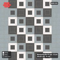 Interlock (Pasco) 40x10 cm · MAR-333 · Diagonal Three-Tone Frames - Monochrome with Square Columns (dark grey-white-grey)