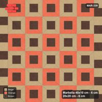 Interlock (Pasco) 40x10 cm · MAR-339 · Three-Tone Module Checkerboard - Autumn with Square Columns (beige-brown-orange)