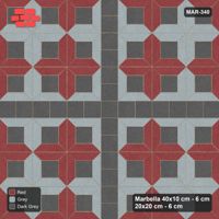 Interlock (Pasco) 40x10 cm · MAR-340 · Three-Tone Pinwheel Star - Urban Brick with Square Strip (grey-red-dark grey)