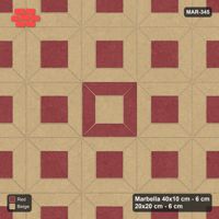Interlock (Pasco) 40x10 cm · MAR-345 · Centre Medallion - Terracotta and Kerb Frame (beige-red)