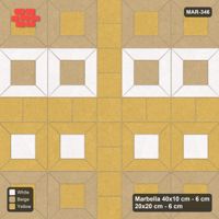 Interlock (Pasco) 40x10 cm · MAR-346 · Three-Tone Frame Rows - Golden Sand with Square Strip (beige-yellow-white)