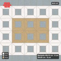 Interlock (Pasco) 40x10 cm · MAR-347 · Three-Tone Outer Ring - Coastal with Square Bands (beige-white-grey)